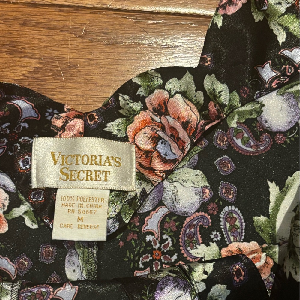 Vintage whimsigoth Victorias Secret satin floral slip dress Gold Label Medium - Picture 10 of 16
